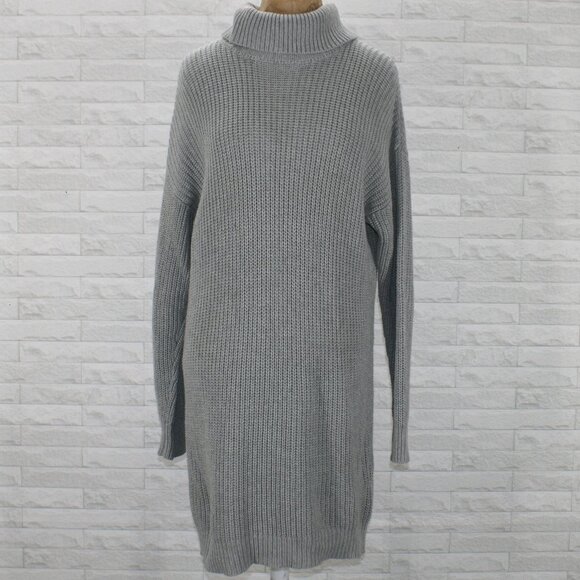 LOVERS & FRIENDS Christina Oversized Sweater Dress Knit Neutral Chunky Gray XS - Picture 1 of 12